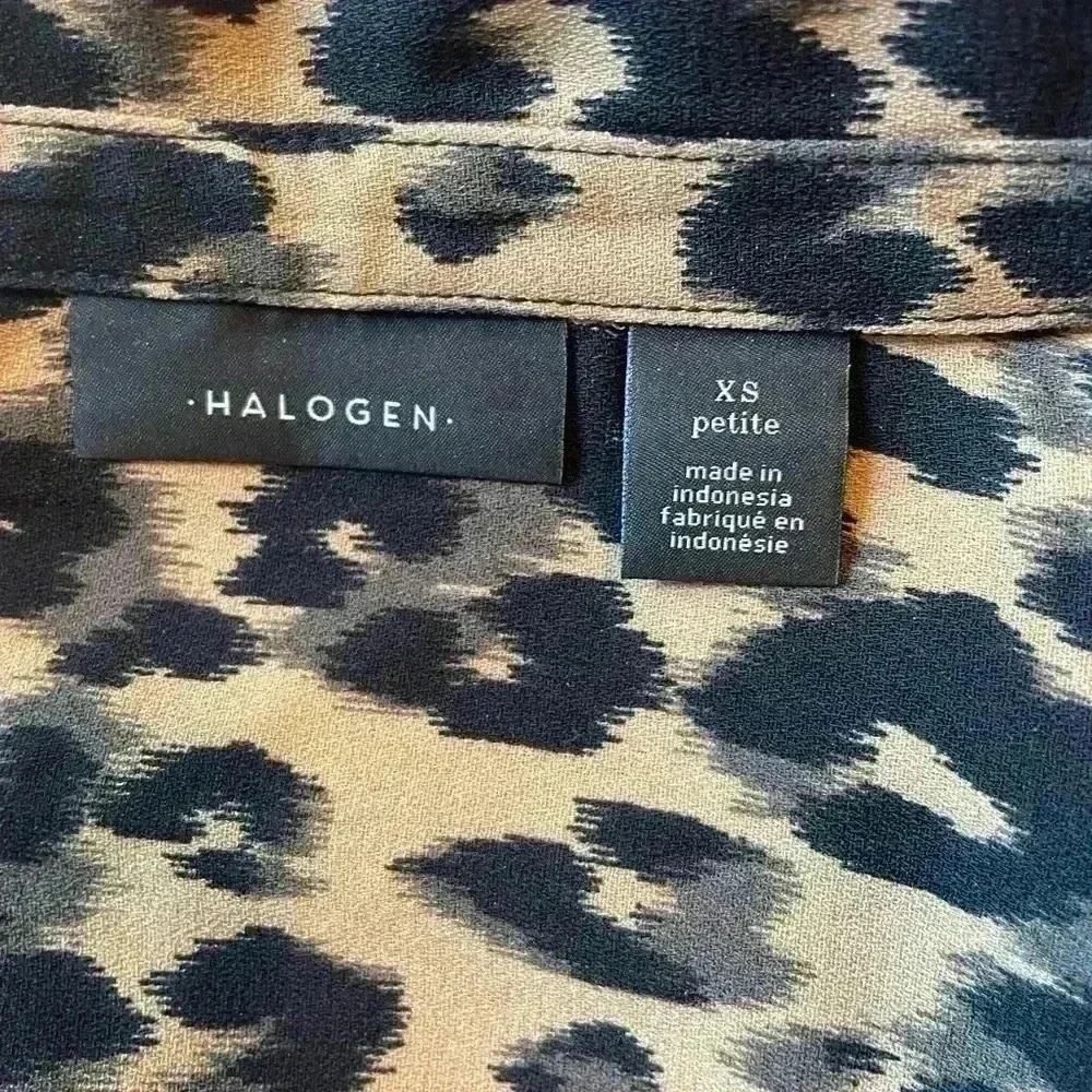 Halogen Hidden Button Animal Print Button Down Bl… - image 5
